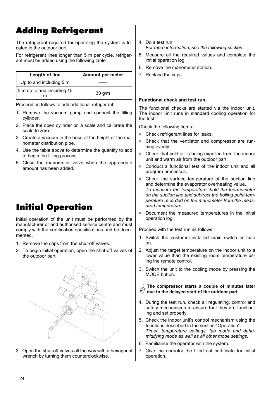 Adding refrigerant, Initial operation | REMKO RKS 327 H User Manual | Page 24 / 28