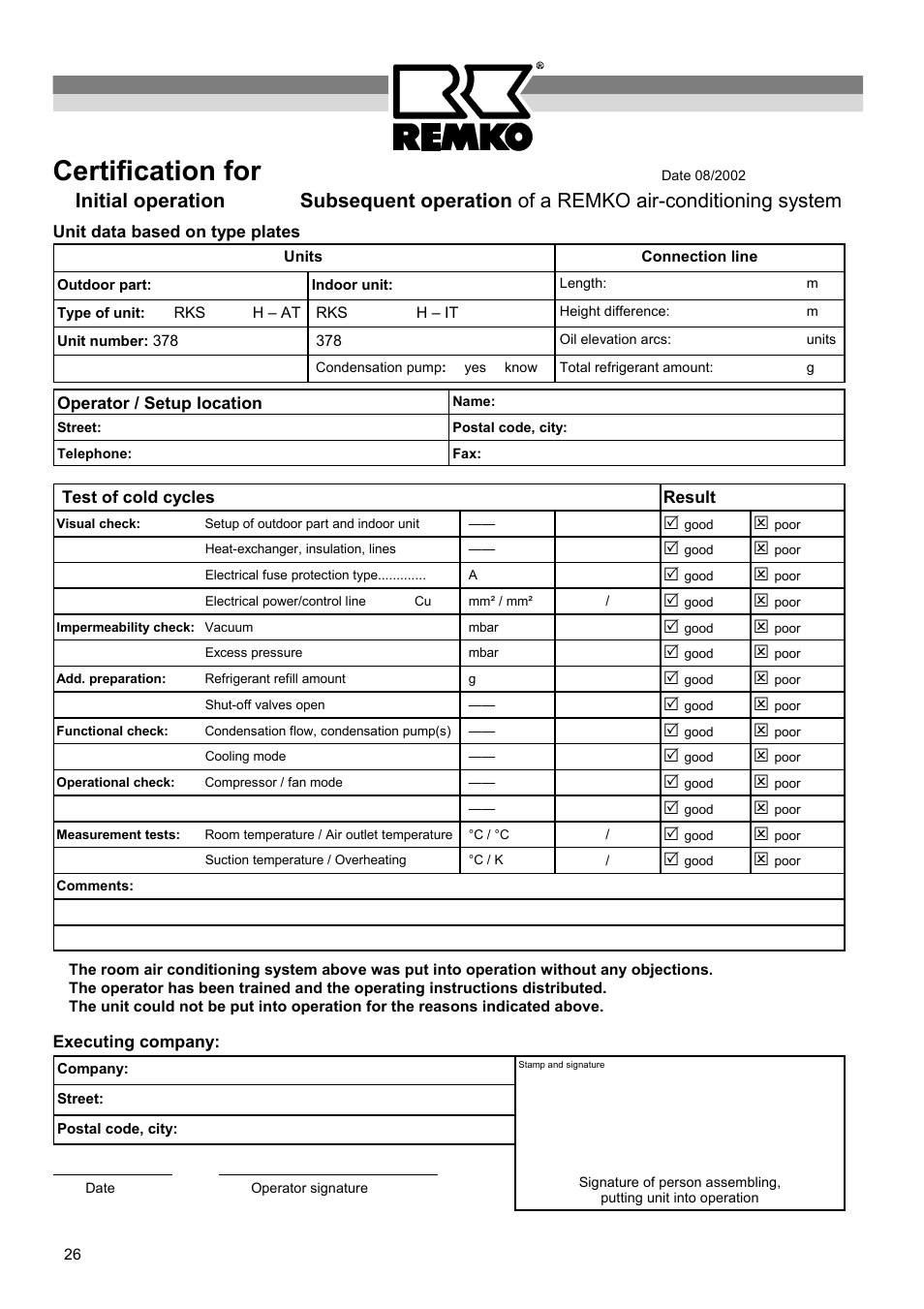 Certification for | REMKO RKS 327 H User Manual | Page 26 / 28