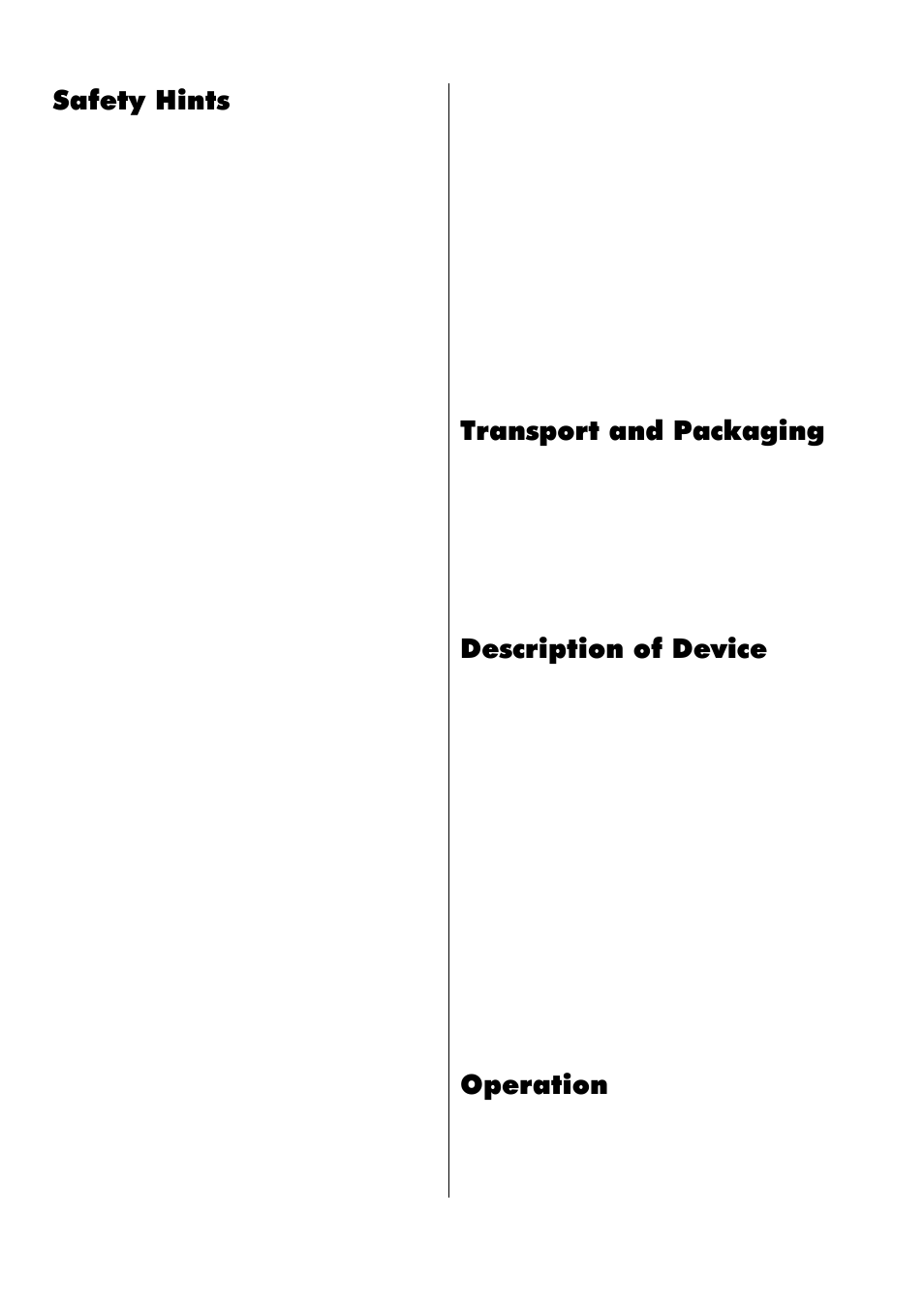 Safety hints, Transport and packaging, Description of device | Operation | REMKO RKS 510 User Manual | Page 4 / 16