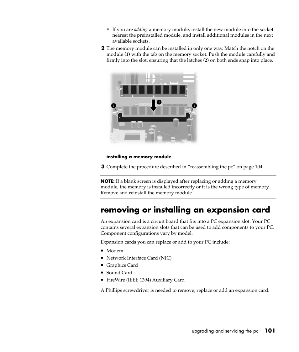 Removing or installing an expansion card | Compaq 8000 Series User Manual | Page 108 / 120