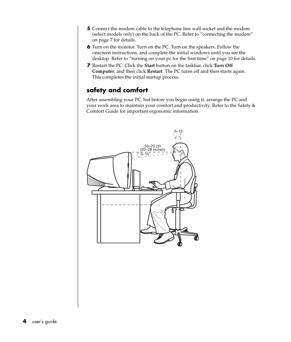 Safety and comfort | Compaq 8000 Series User Manual | Page 11 / 120
