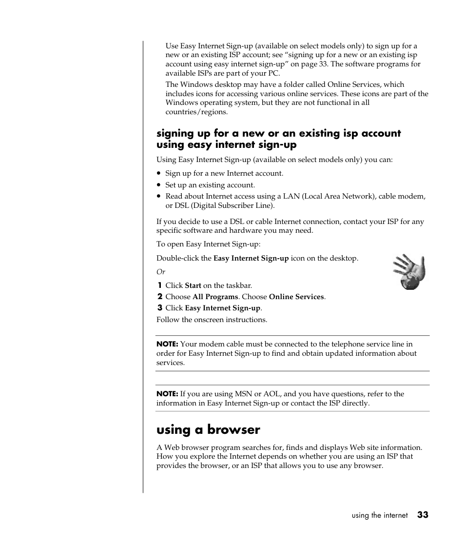 Using a browser | Compaq 8000 Series User Manual | Page 40 / 120