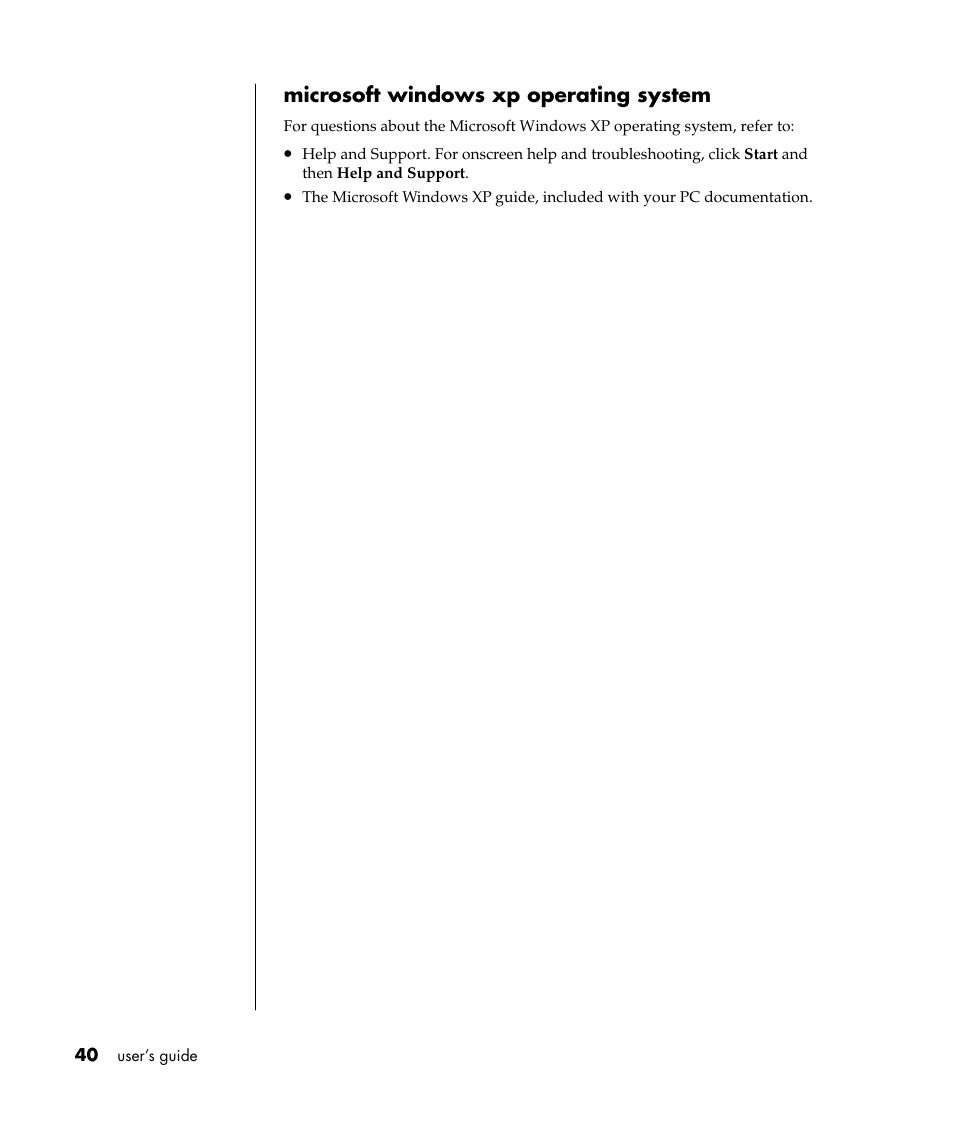 Microsoft windows xp operating system | Compaq 8000 Series User Manual | Page 47 / 120