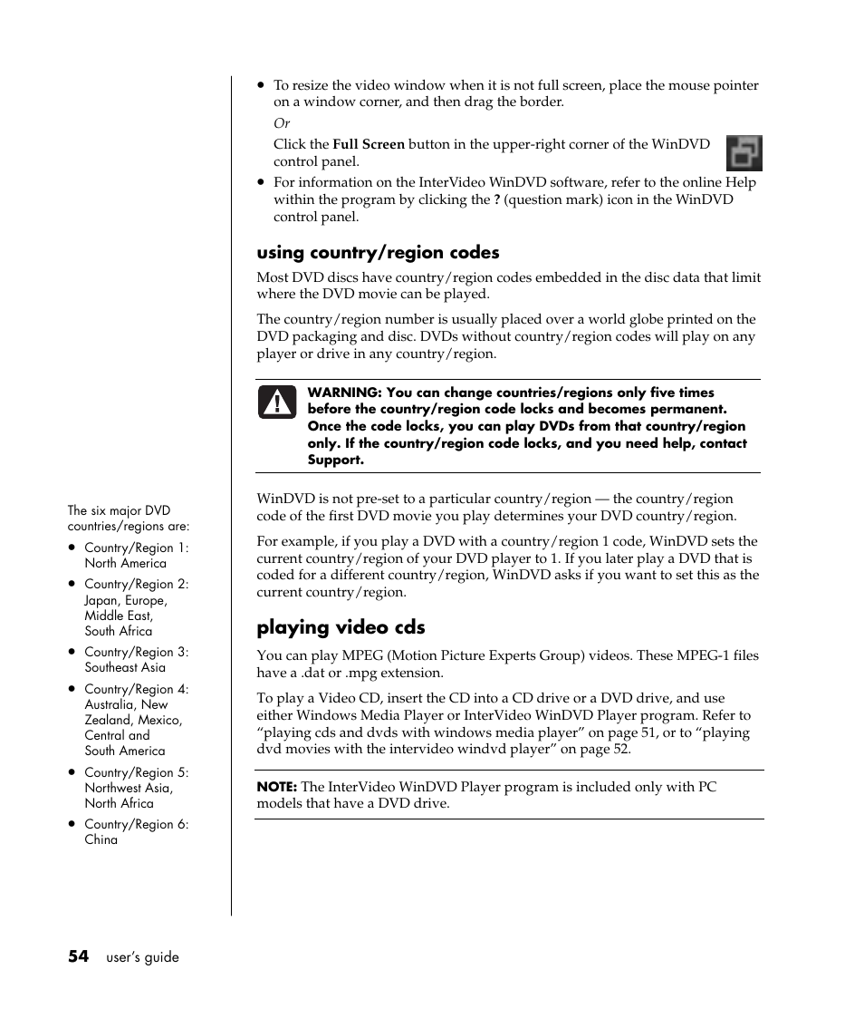 Playing video cds | Compaq 8000 Series User Manual | Page 61 / 120