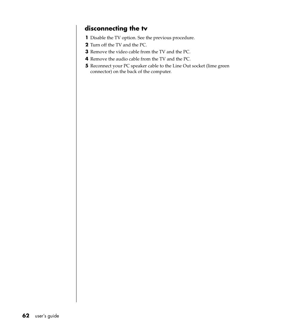 Disconnecting the tv | Compaq 8000 Series User Manual | Page 69 / 120
