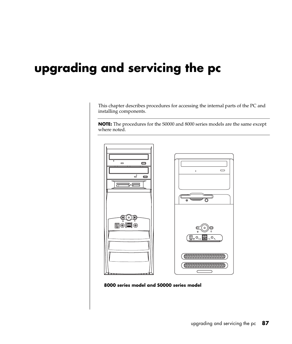 Upgrading and servicing the pc | Compaq 8000 Series User Manual | Page 94 / 120