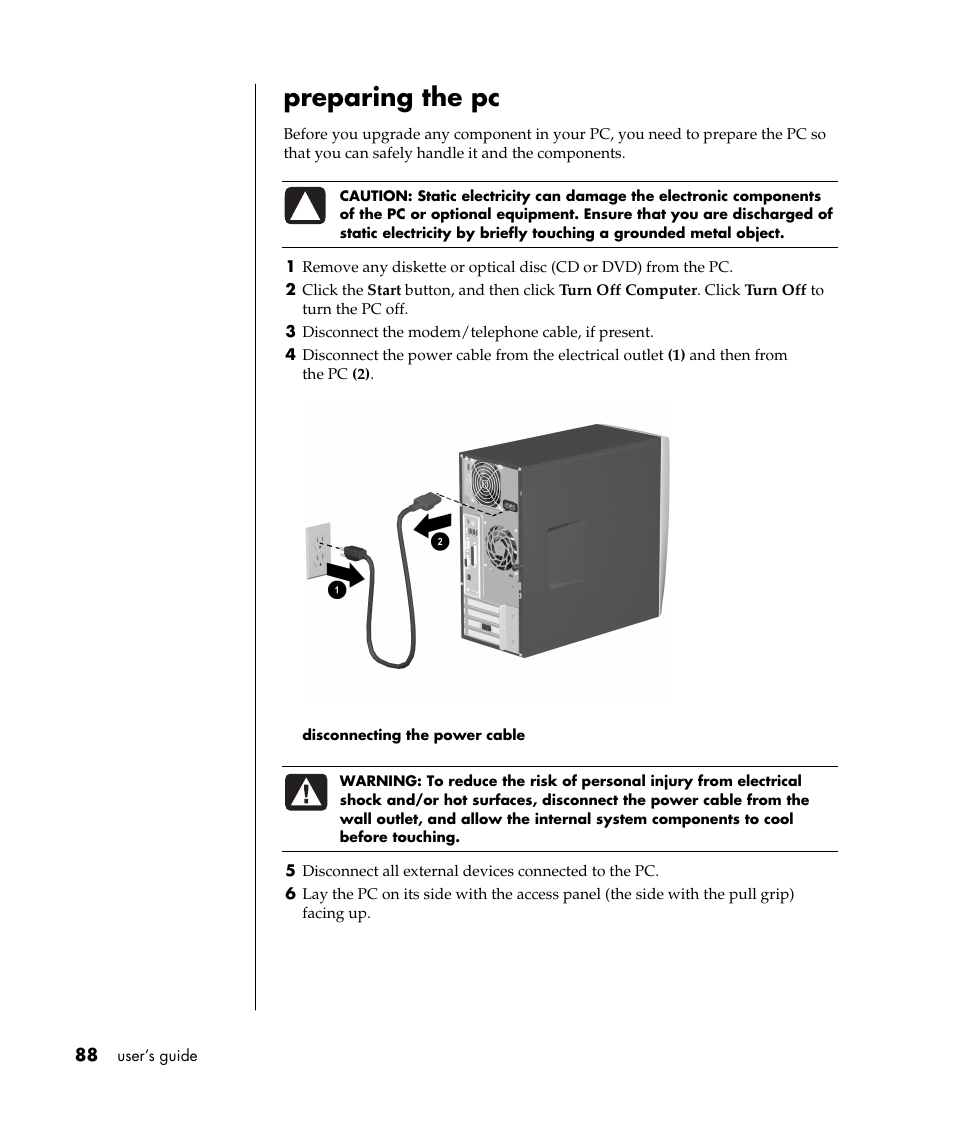 Preparing the pc | Compaq 8000 Series User Manual | Page 95 / 120