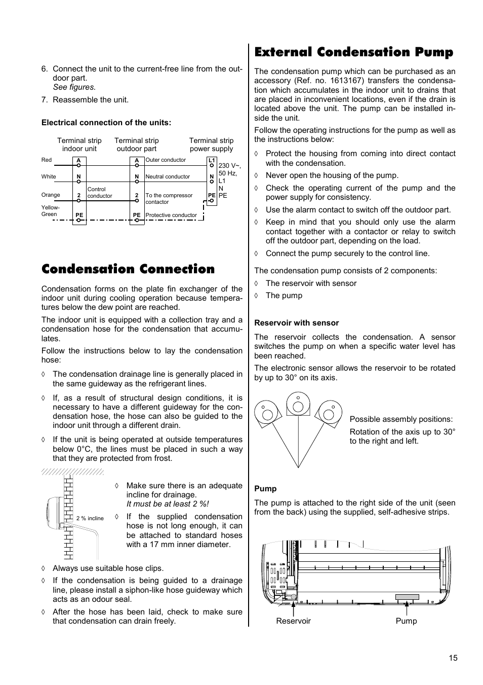 Condensation connection, External condensation pump | REMKO RKV 10 W User Manual | Page 15 / 20