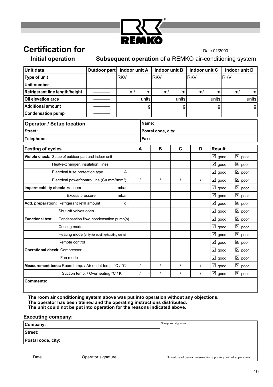 Certification for | REMKO RKV 10 W User Manual | Page 19 / 20