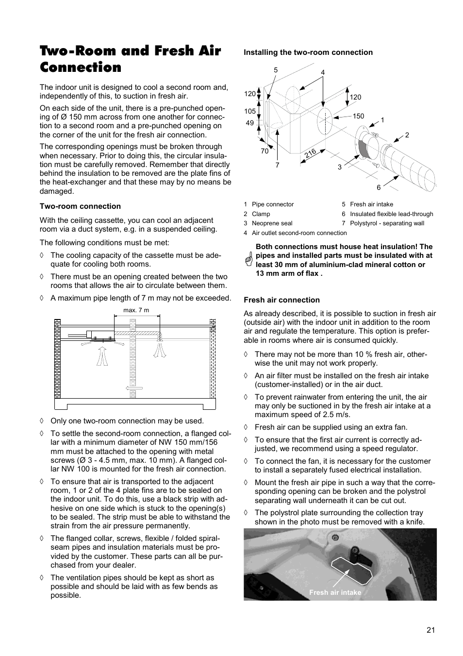 Two-room and fresh air connection | REMKO RKV 13 C User Manual | Page 21 / 24