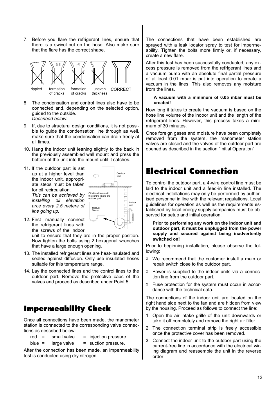 Electrical connection, Impermeability check | REMKO RKV 13 T User Manual | Page 13 / 20