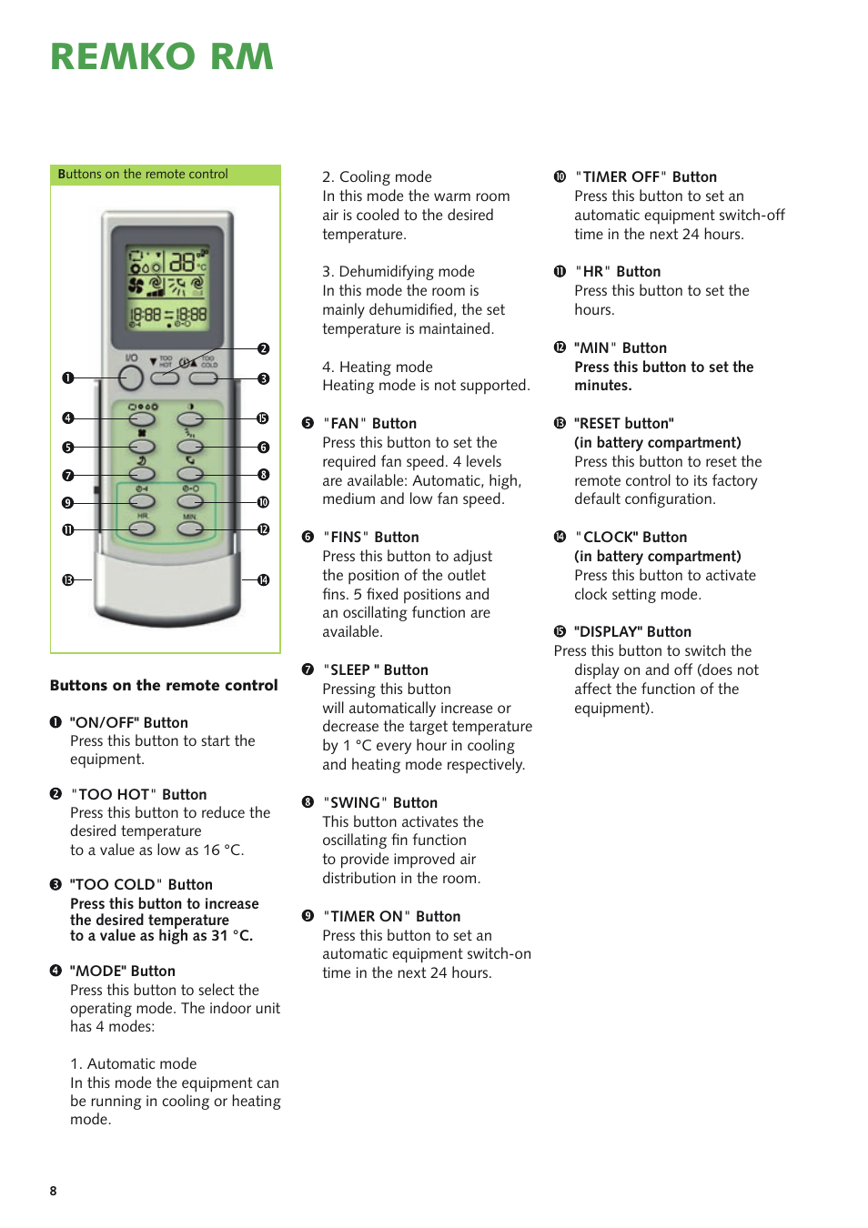 Remko rm | REMKO RM Series User Manual | Page 8 / 36