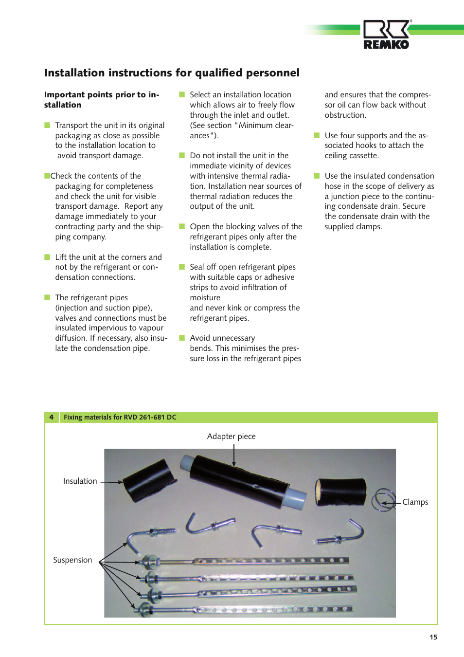 Installation instructions for qualified personnel | REMKO RVD xxx DC User Manual | Page 15 / 52