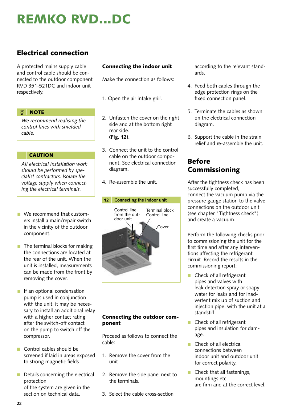 Remko rvd...dc, Electrical connection, Before commissioning | REMKO RVD 351 DC User Manual | Page 22 / 32