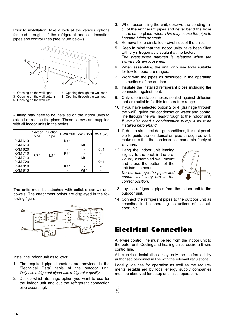 Electrical connection | REMKO RWK 260 User Manual | Page 14 / 20