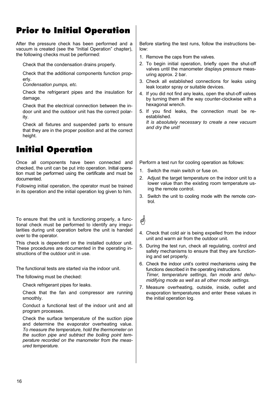 Initial operation, Prior to initial operation | REMKO RWK 260 User Manual | Page 16 / 20