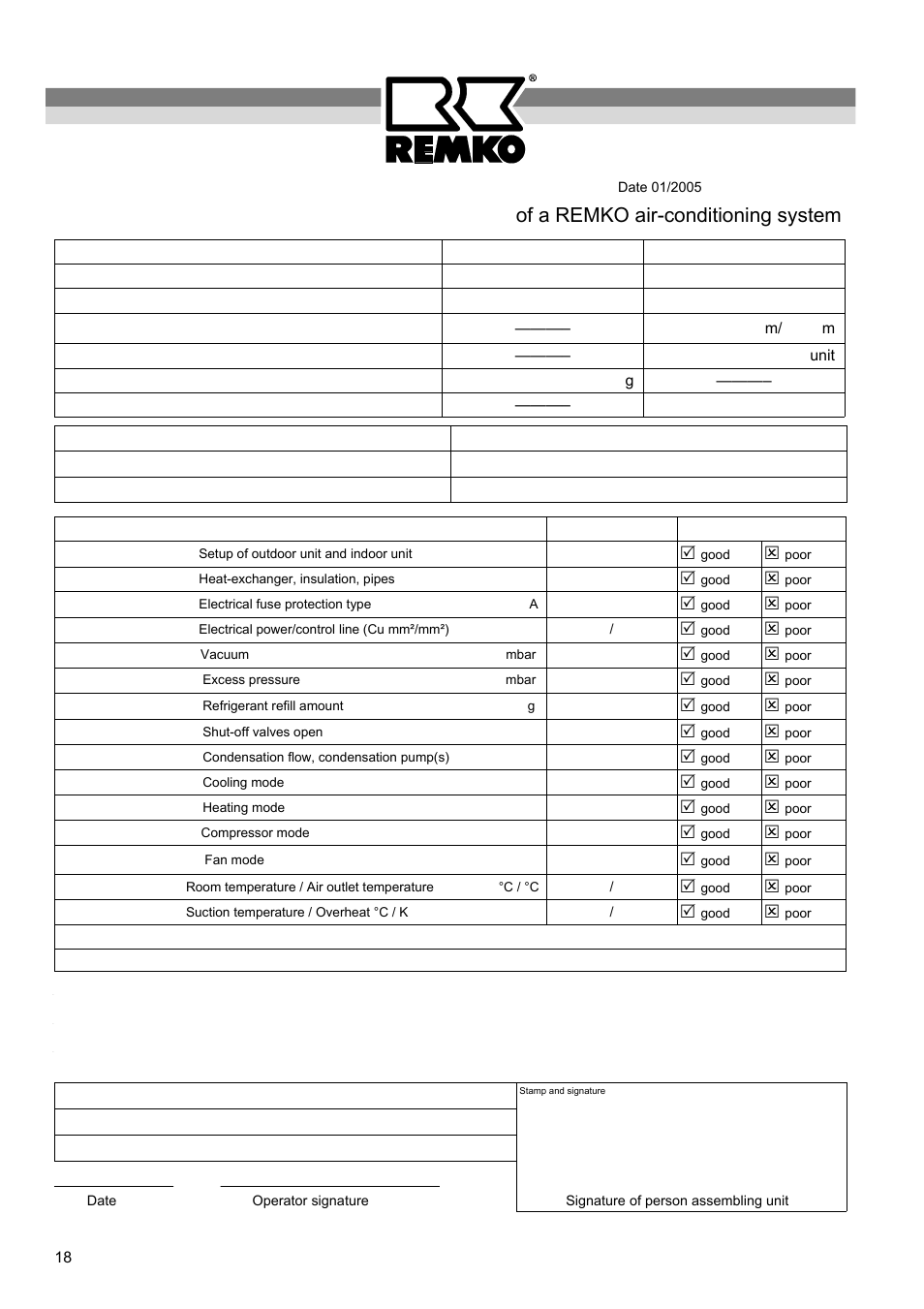 Certification for initial operation | REMKO RWK 260 User Manual | Page 18 / 20