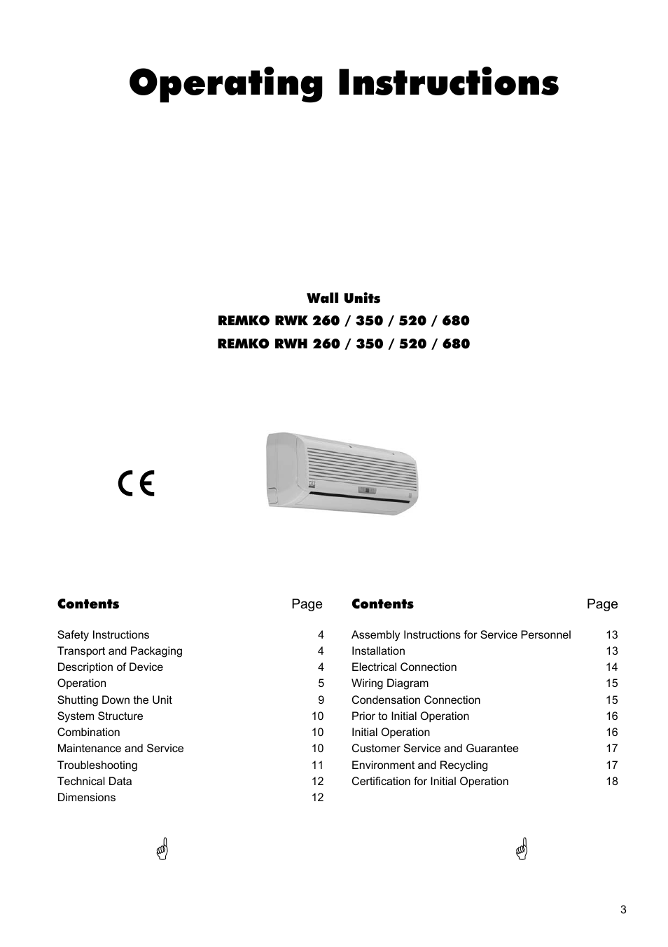 Operating instructions | REMKO RWK 260 User Manual | Page 3 / 20