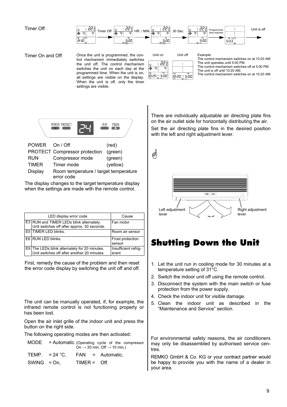 Shutting down the unit | REMKO RWK 260 User Manual | Page 9 / 20