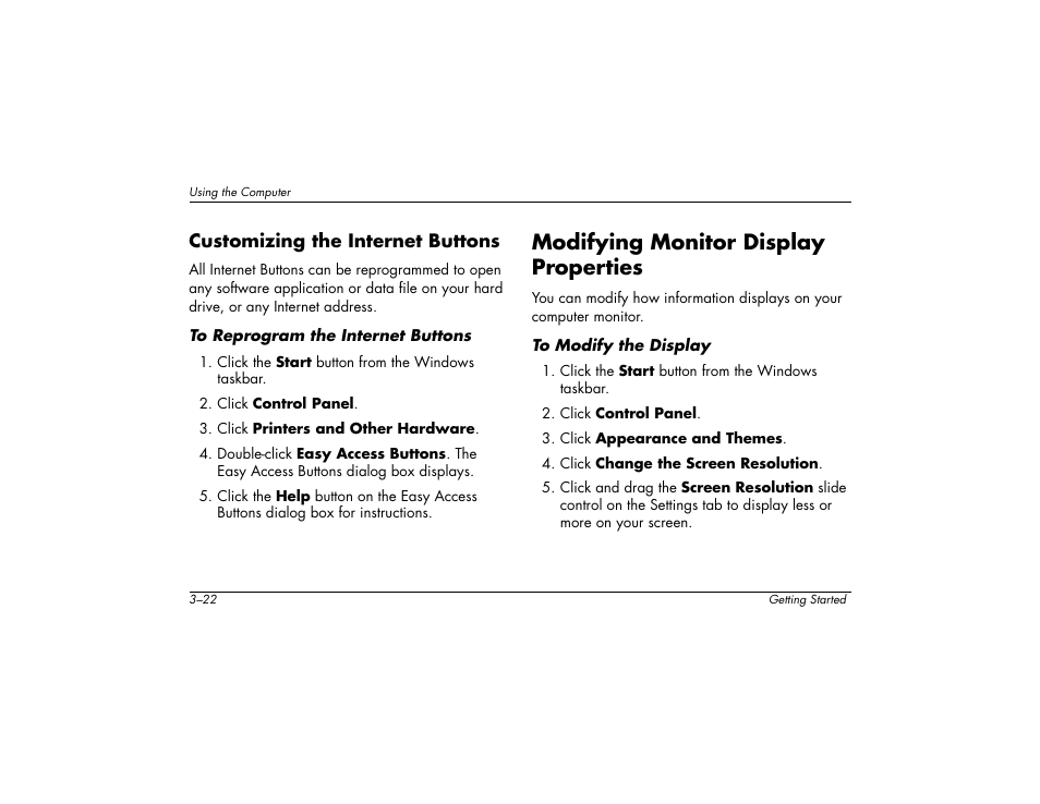 Modifying monitor display properties | Compaq 6000 User Manual | Page 34 / 142