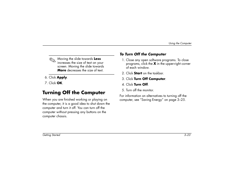 Turning off the computer | Compaq 6000 User Manual | Page 35 / 142