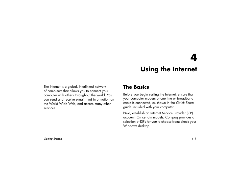 Using the internet | Compaq 6000 User Manual | Page 43 / 142