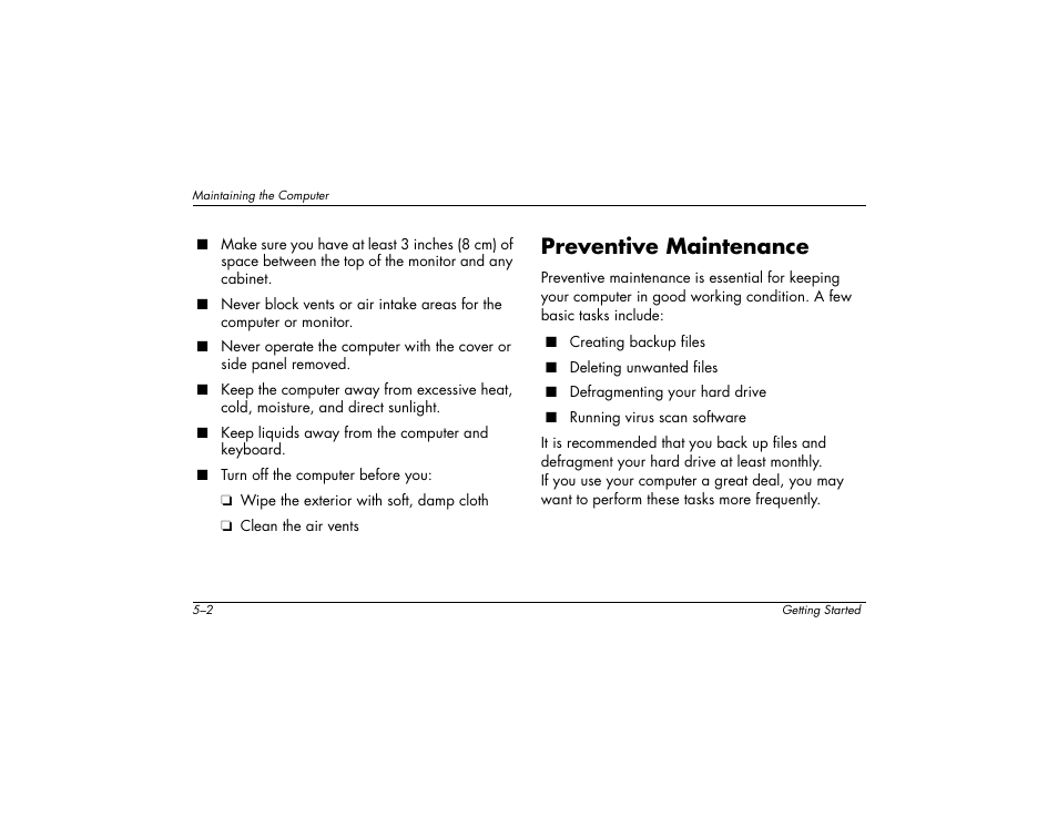 Preventive maintenance | Compaq 6000 User Manual | Page 52 / 142