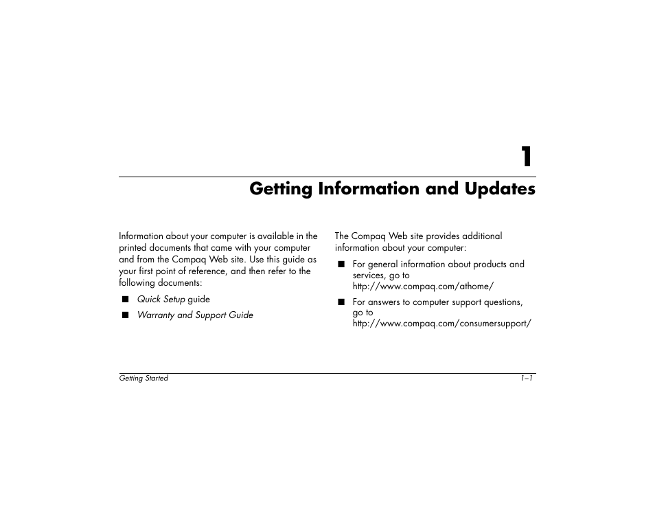 Getting information and updates | Compaq 6000 User Manual | Page 7 / 142