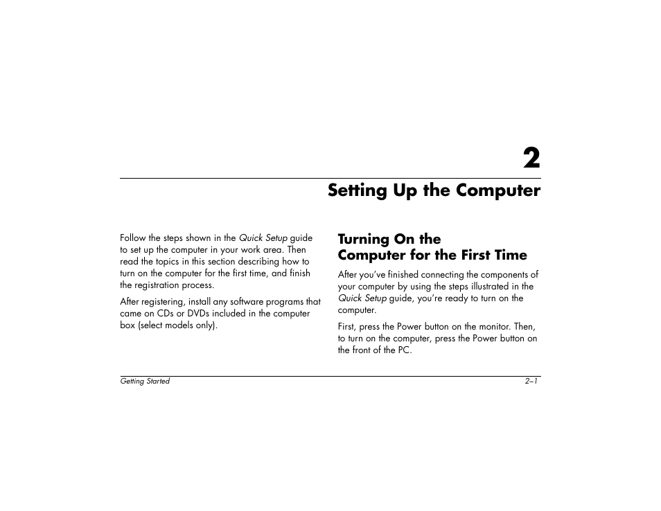 Setting up the computer | Compaq 6000 User Manual | Page 9 / 142