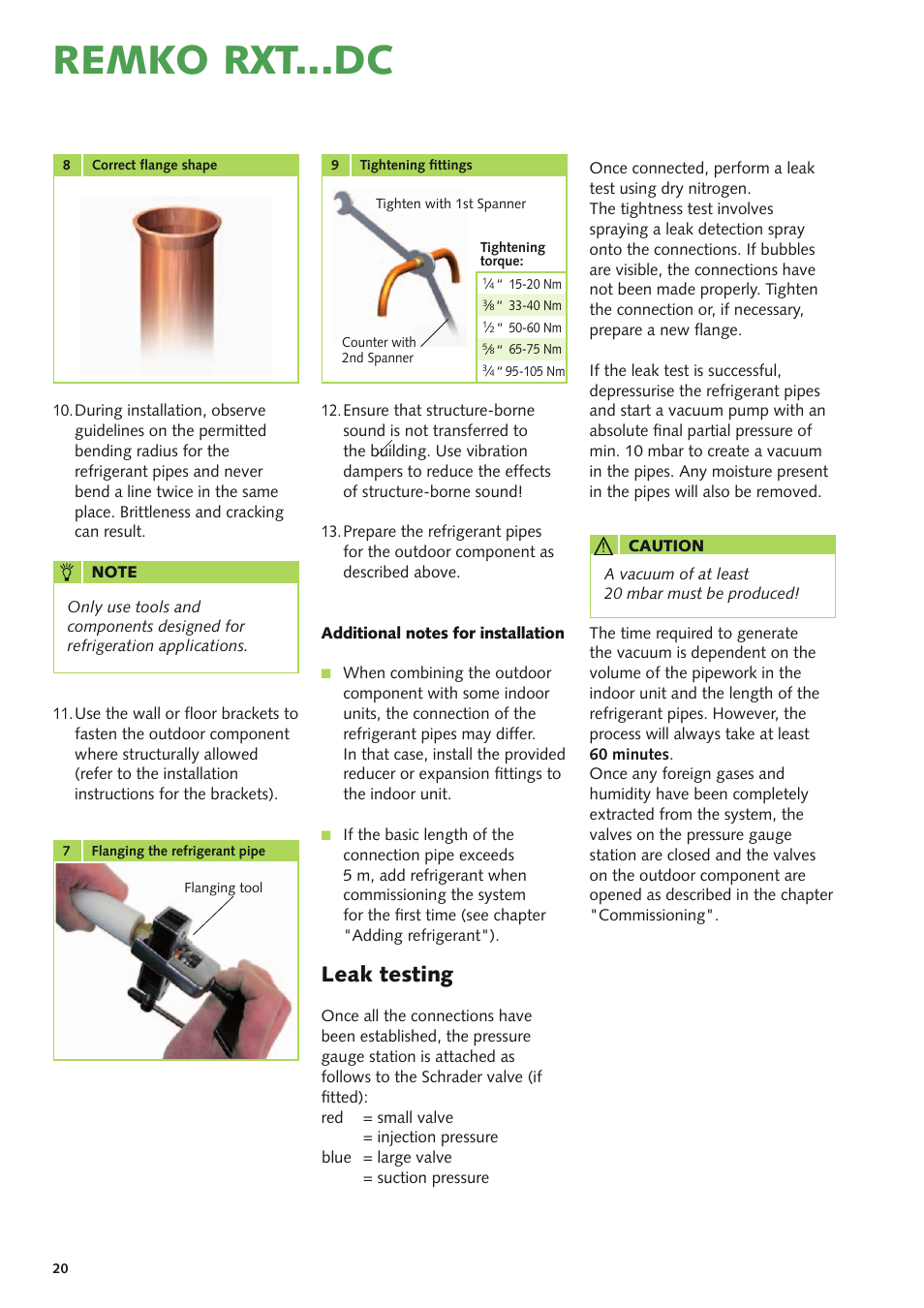 Remko rxt...dc, Leak testing | REMKO RXT xxx DC User Manual | Page 20 / 56
