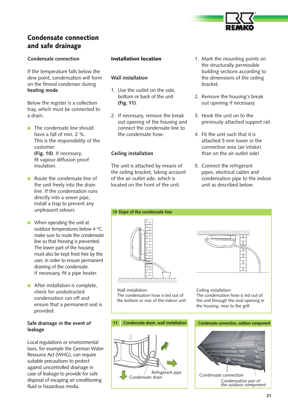 Condensate connection and safe drainage | REMKO RXT xxx DC User Manual | Page 21 / 56