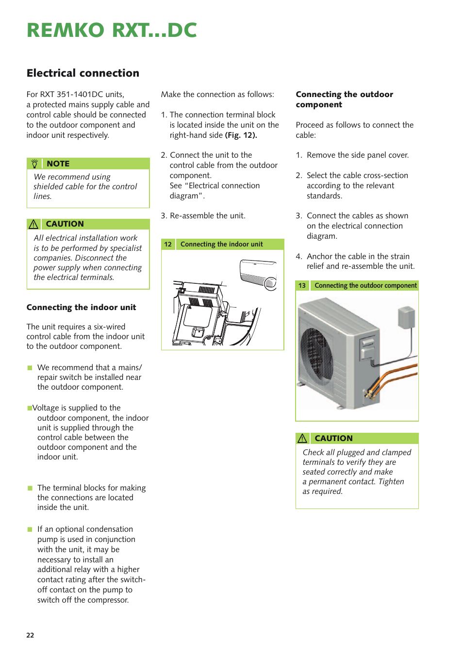 Remko rxt...dc, Electrical connection | REMKO RXT xxx DC User Manual | Page 22 / 56