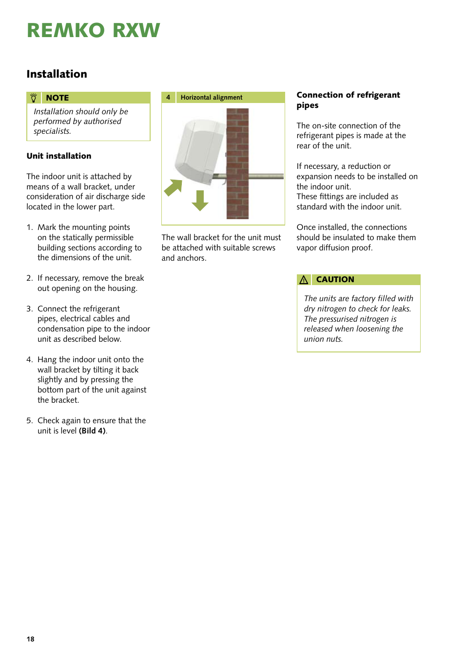 Remko rxw, Installation | REMKO RXW 261 User Manual | Page 18 / 24