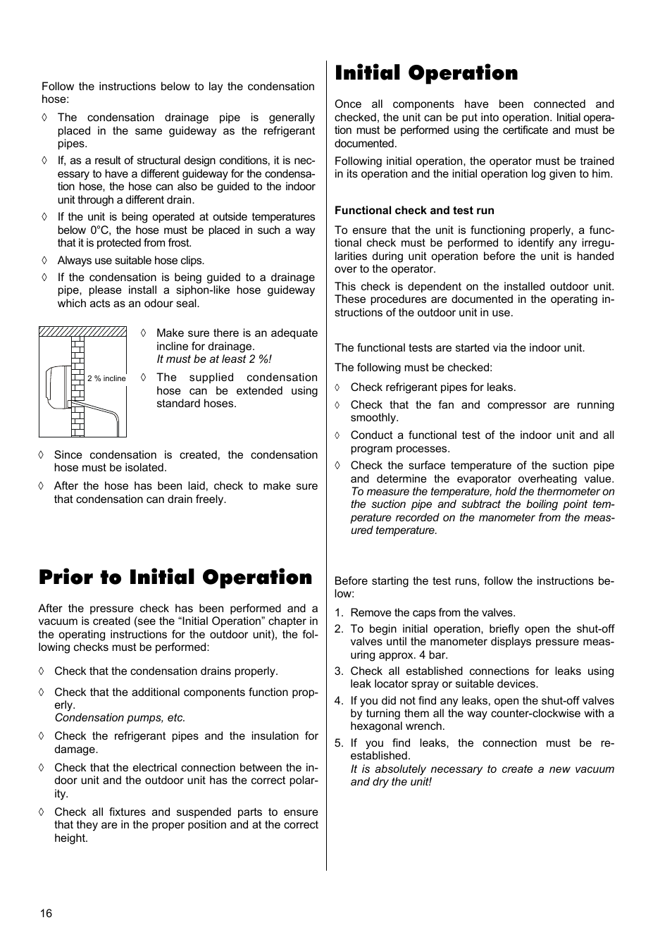 Initial operation, Prior to initial operation | REMKO RXW 350 User Manual | Page 16 / 20