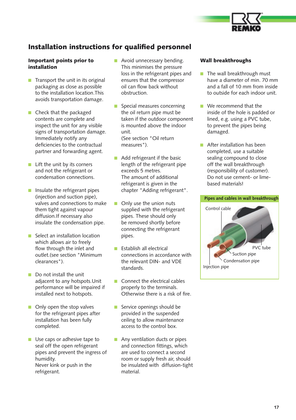 Installation instructions for qualified personnel | REMKO SV 261 User Manual | Page 17 / 32