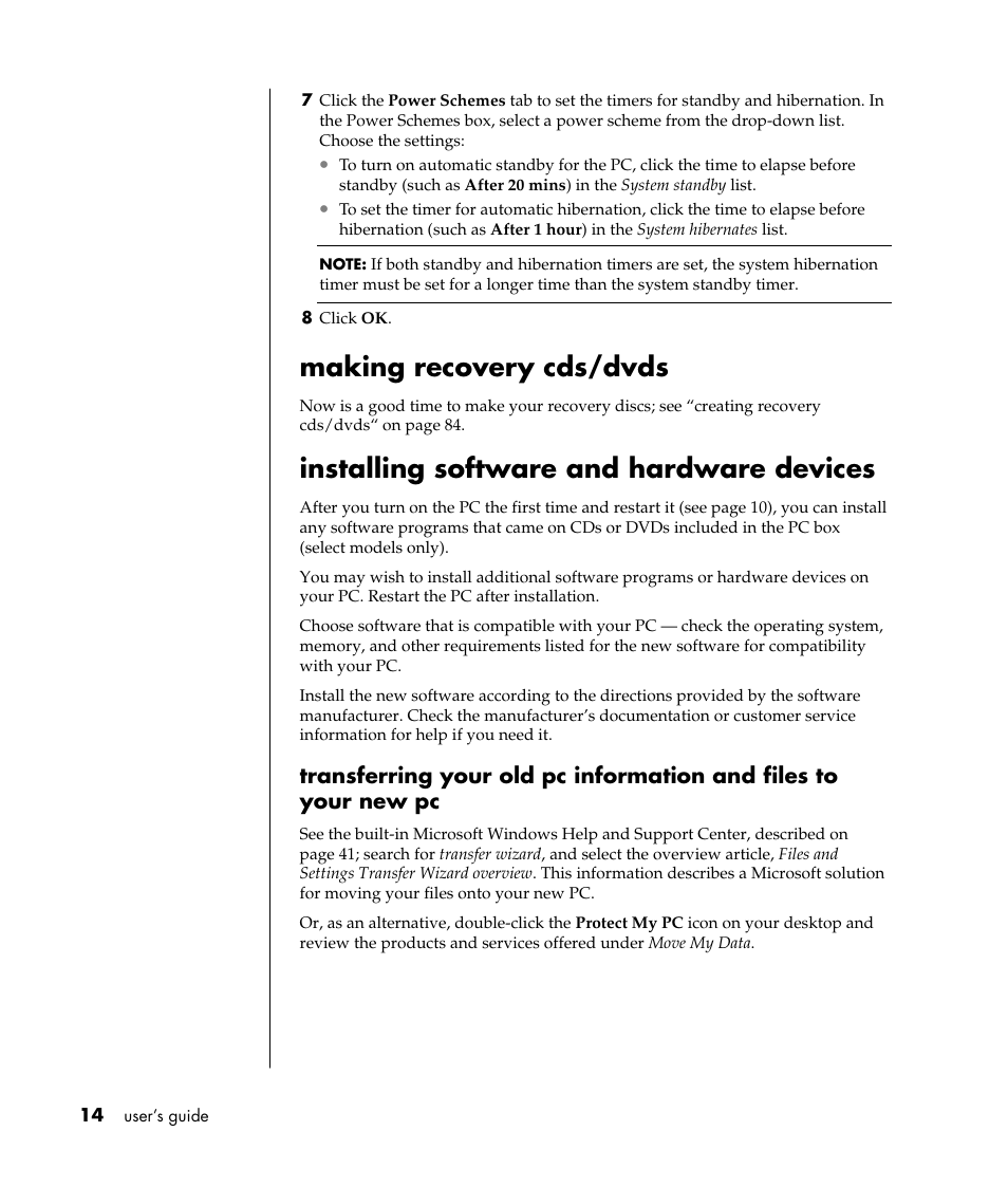 Making recovery cds/dvds, Installing software and hardware devices | Compaq TFT 8000 User Manual | Page 21 / 123