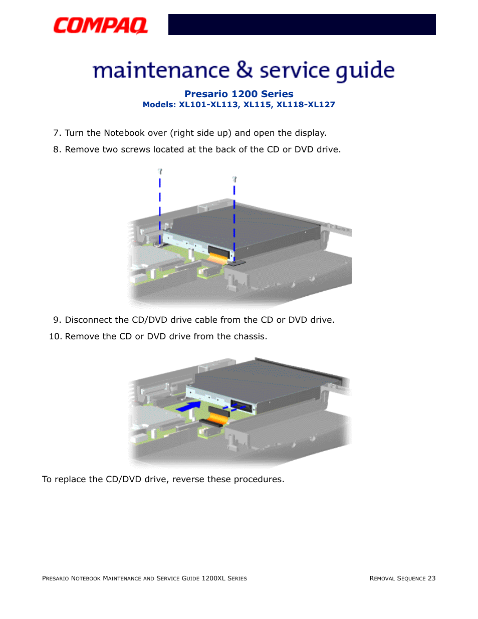 Presario 1200 series | Compaq XL118-XL127 User Manual | Page 103 / 132