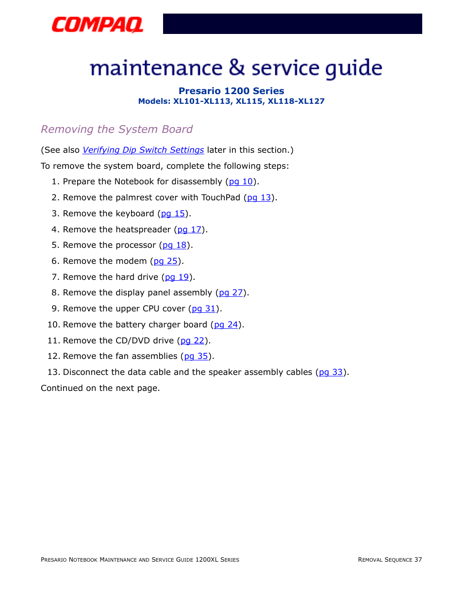 Removing the system board | Compaq XL118-XL127 User Manual | Page 117 / 132