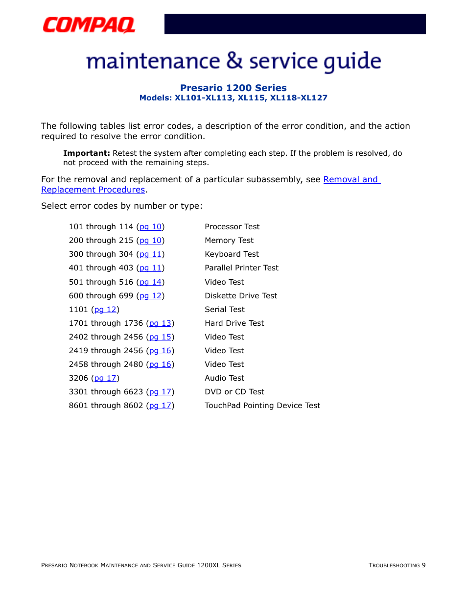 Presario 1200 series | Compaq XL118-XL127 User Manual | Page 51 / 132