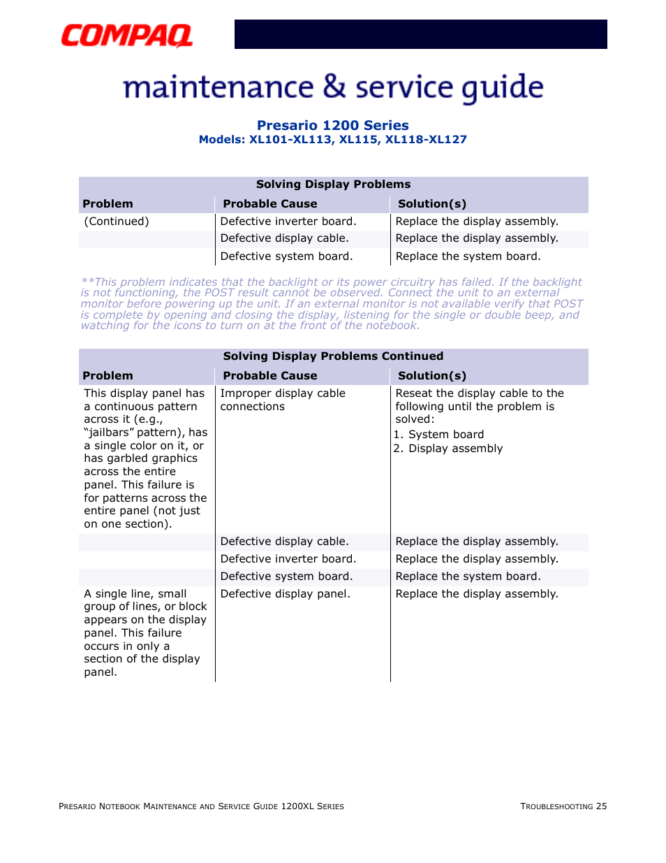 Presario 1200 series | Compaq XL118-XL127 User Manual | Page 67 / 132
