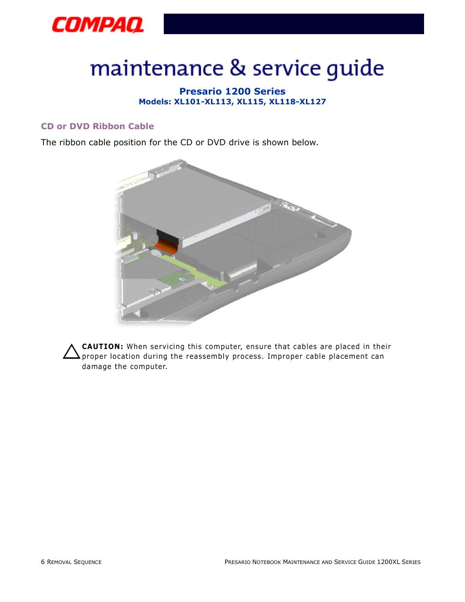 Cd or dvd ribbon cable | Compaq XL118-XL127 User Manual | Page 86 / 132