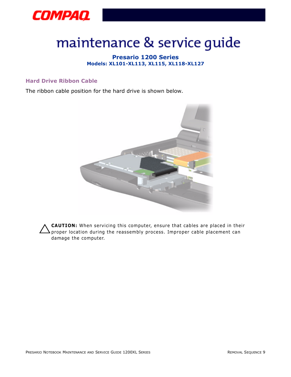 Hard drive ribbon cable | Compaq XL118-XL127 User Manual | Page 89 / 132