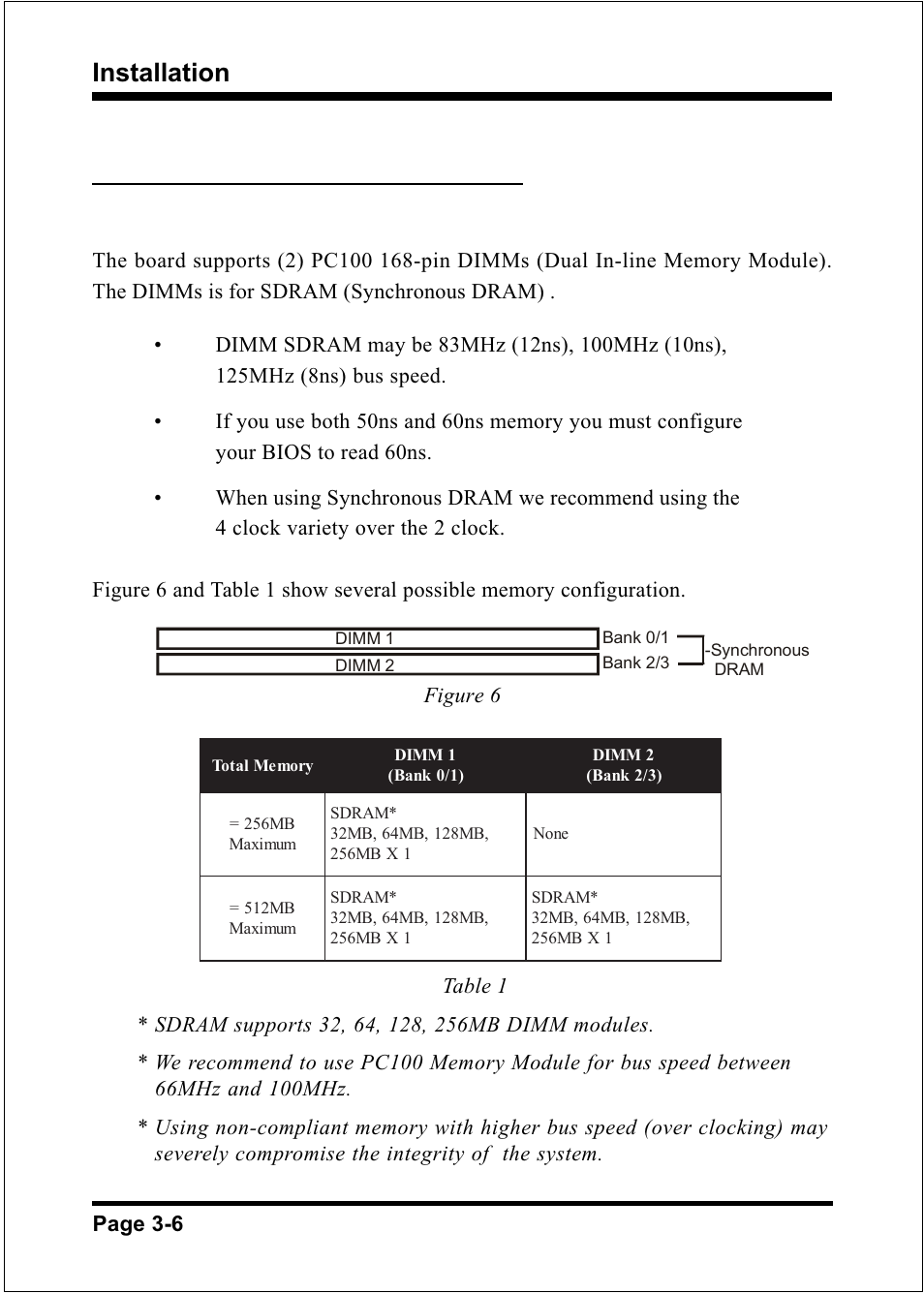 Installation, Page 3-6, Figure 6 table 1 | Compaq 60002MC10 User Manual | Page 16 / 66