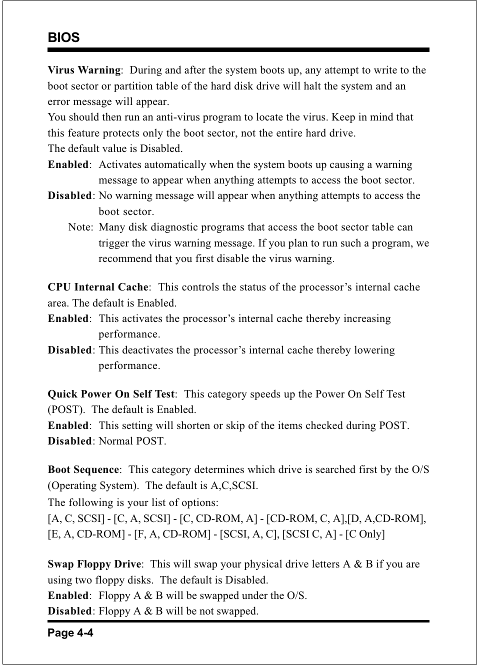 Bios | Compaq 60002MC10 User Manual | Page 25 / 66