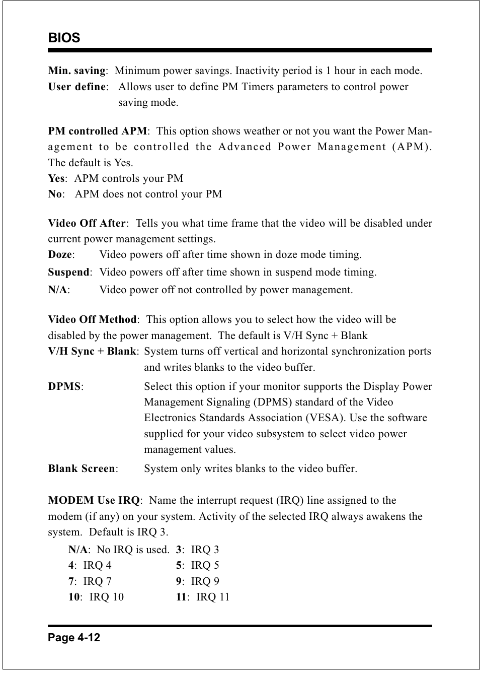 Bios | Compaq 60002MC10 User Manual | Page 33 / 66