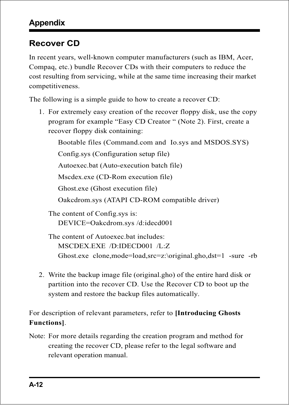 Appendix, Recover cd | Compaq 60002MC10 User Manual | Page 59 / 66