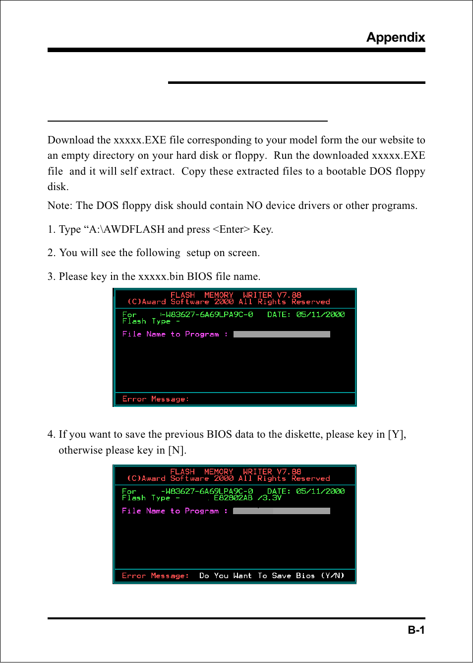 Appendix b, Appendix, B-1 update your system bios | Compaq 60002MC10 User Manual | Page 64 / 66