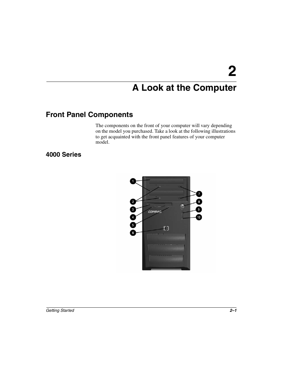 A look at the computer | Compaq PRESARIO 4000 User Manual | Page 9 / 70