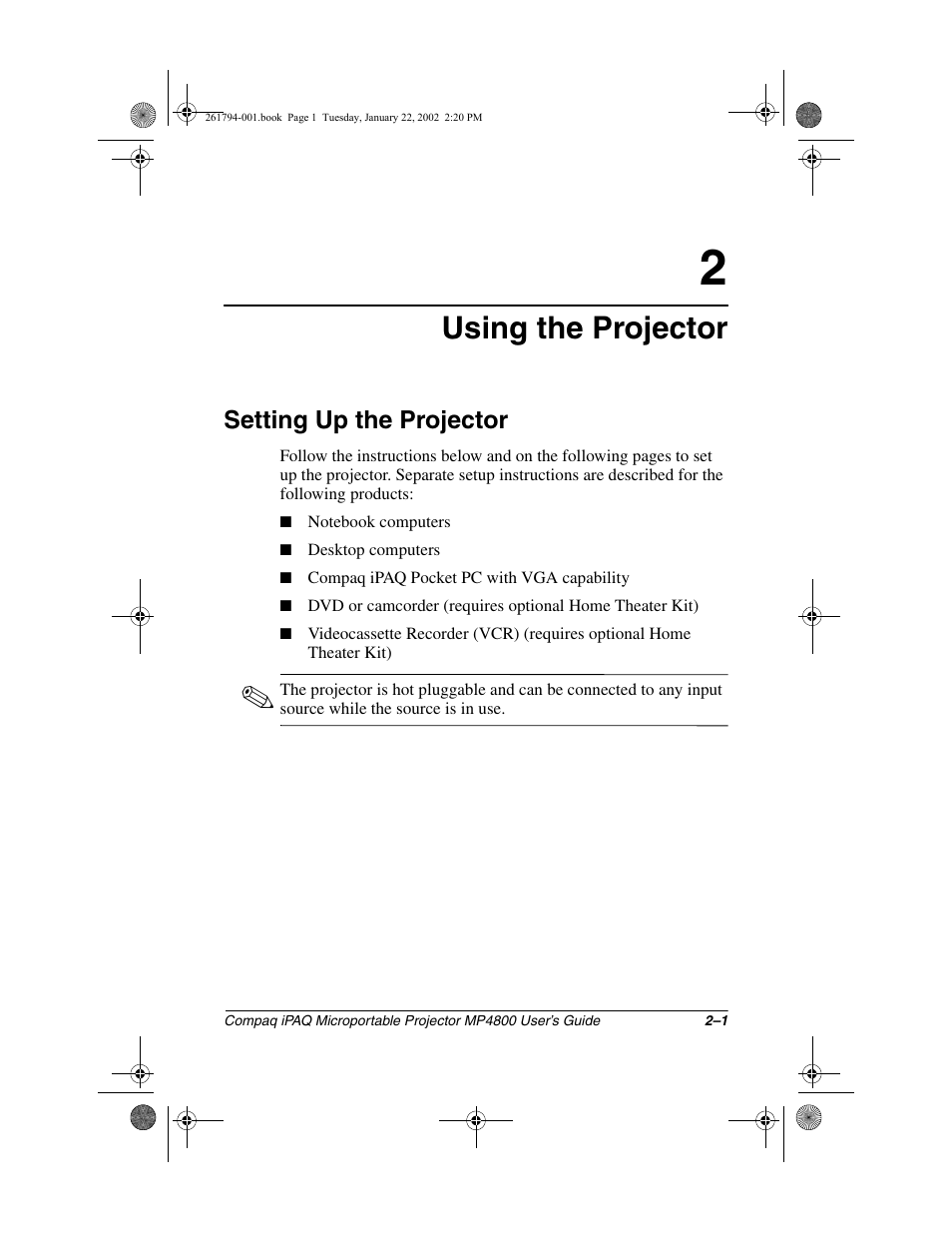 Using the projector, Setting up the projector | Compaq MP4800 User Manual | Page 12 / 76