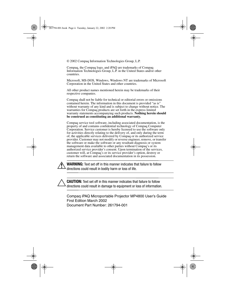 Compaq MP4800 User Manual | Page 2 / 76